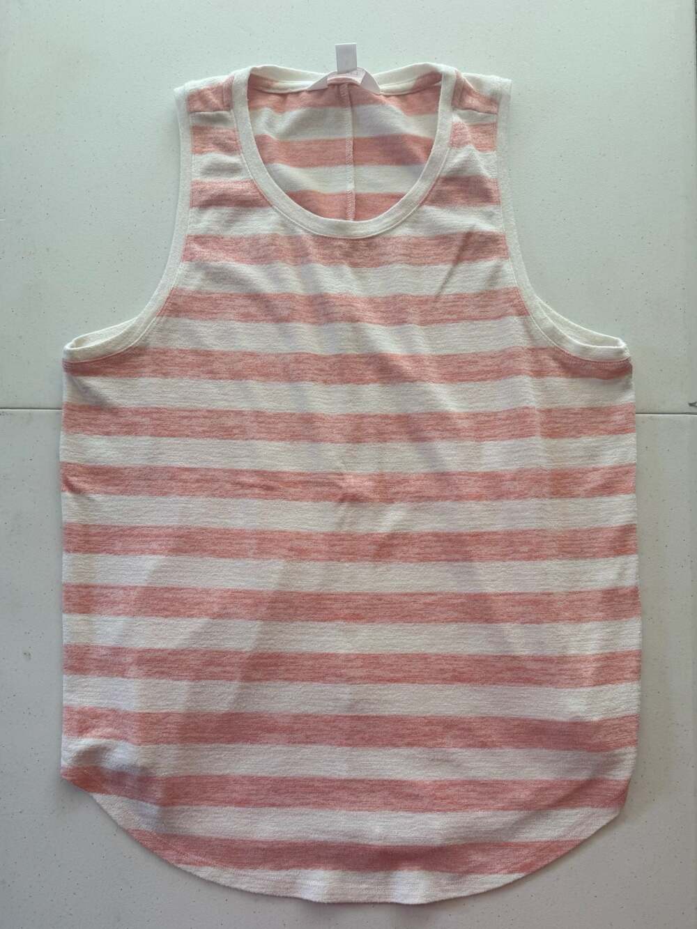 Market & Spruce Peach and White Striped Sleeveless Knit Tank Top